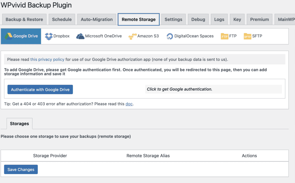 Remote storage
